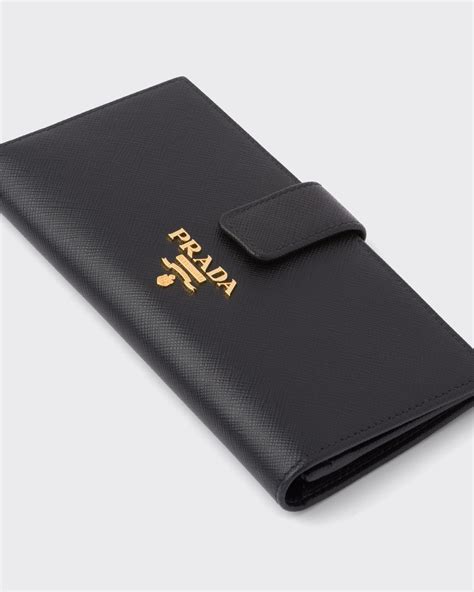 prada 1m1132 saffiano|Black Large Saffiano Leather Wallet .